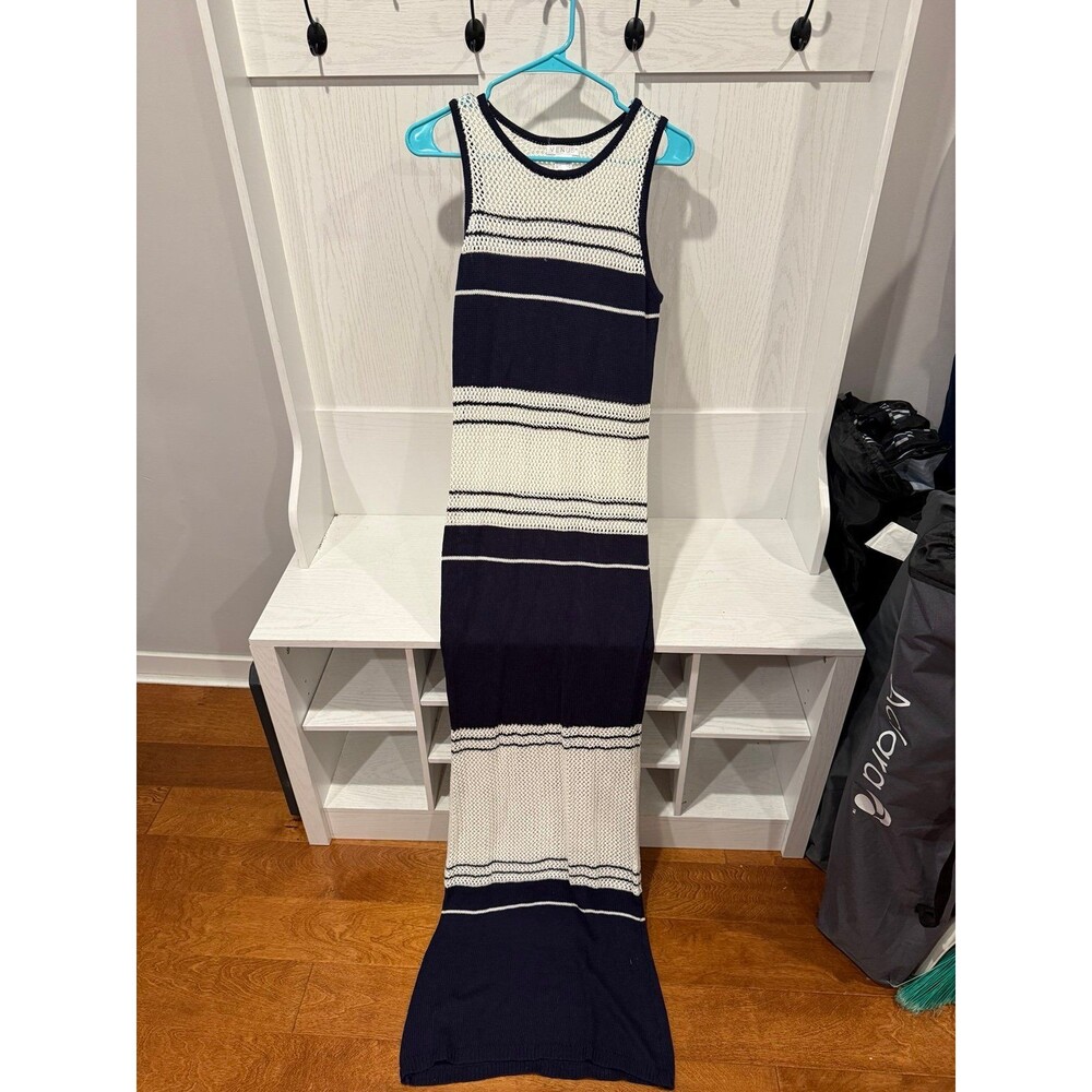 Venus crochet navy white maxi dress coverup size large